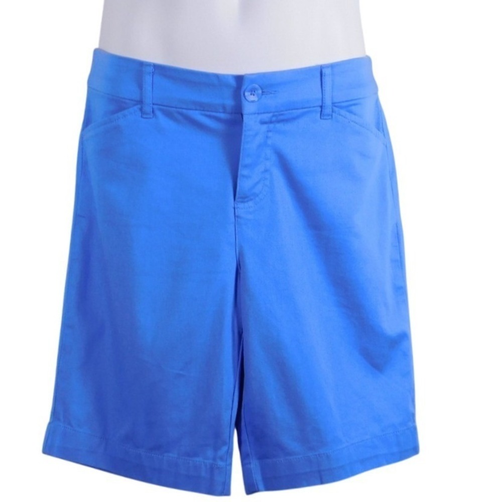 St Johns Bay‎ Bermuda Shorts Women's 10P Blue Cotton Spandex Casual Golf D35